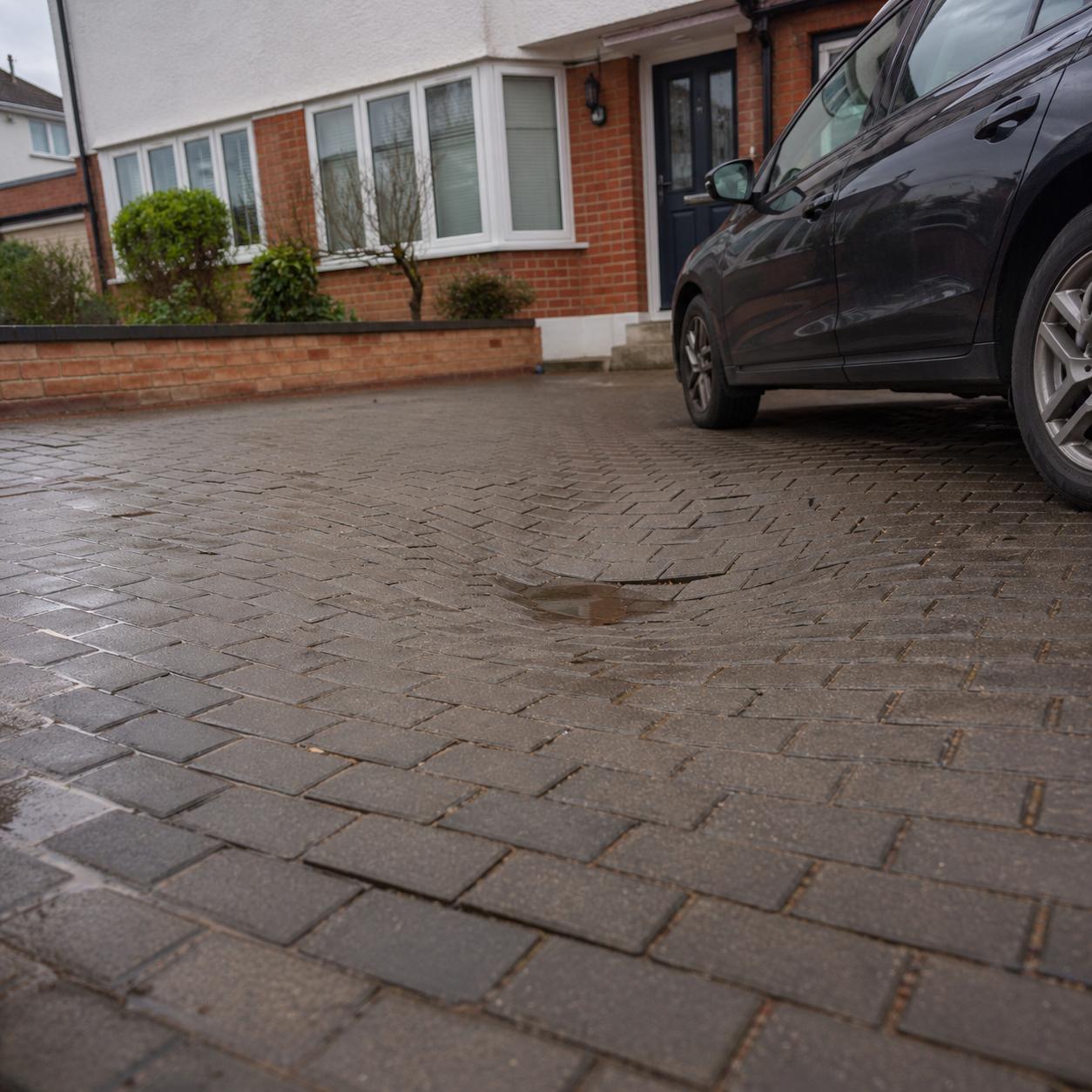 Failed driveway surface, the typical result of a corner-cut installation